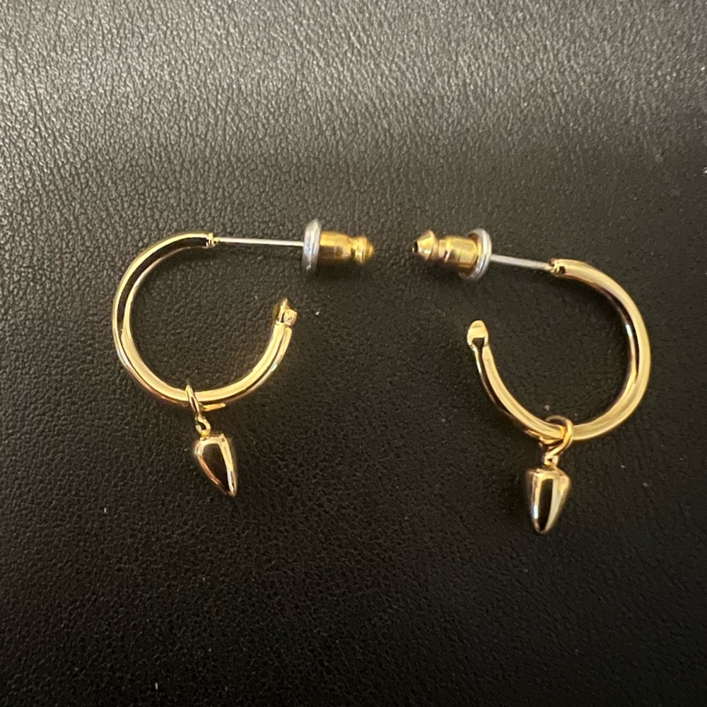 Stella & Dot Small (almost huggie-sized) Gold Hoop w/dangles Earrings